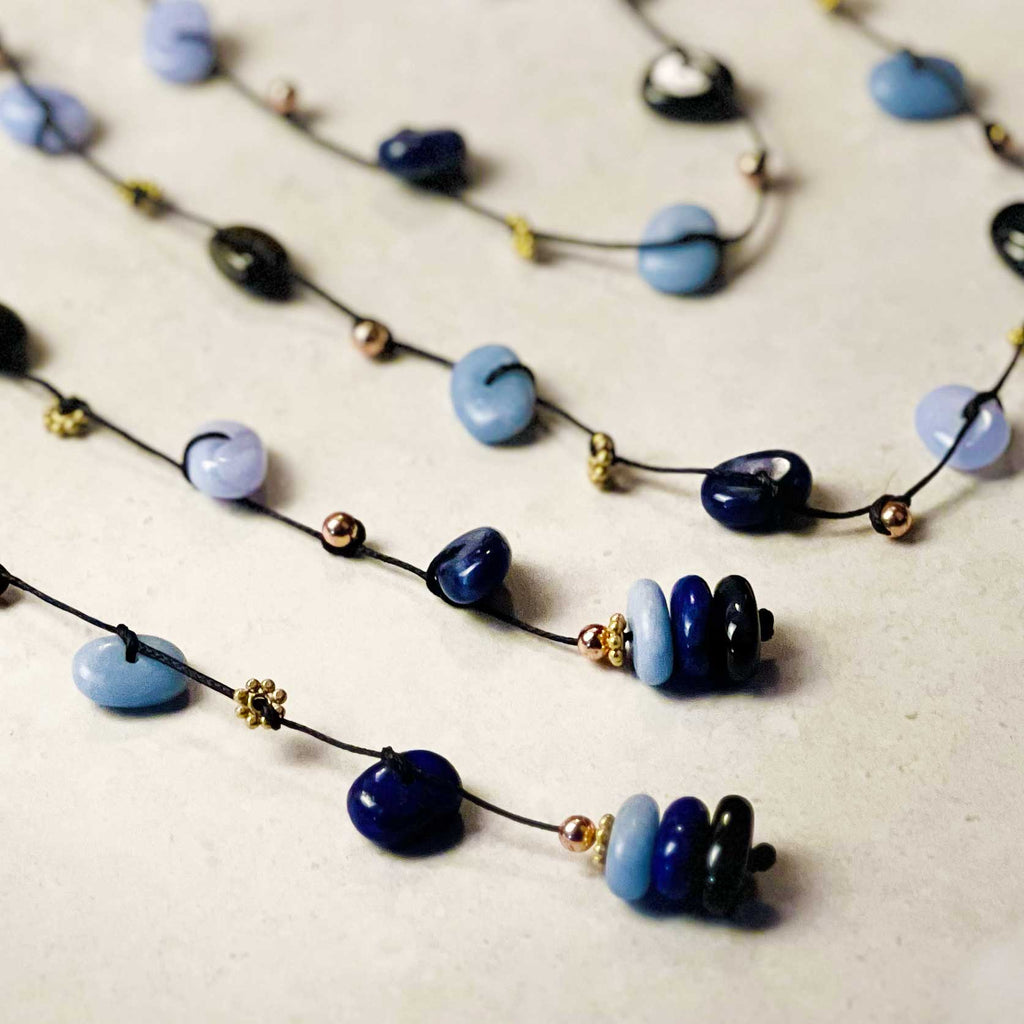 Throat Chakra Stones Crystal Ritual Necklace - Deep Blue