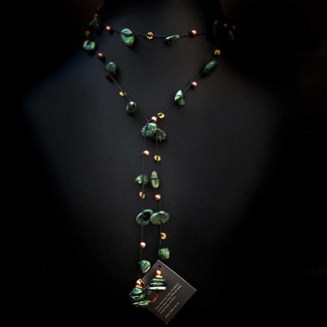 Seraphinite & Green Jasper Necklace - i Love Chakra 