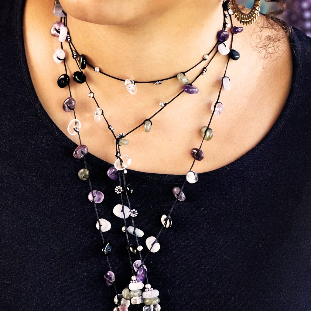 Unisex Third Eye Chakra Stones Ritual Necklace – Intuition, Clarity & Spiritual Vision
Our unisex third eye chakra stones ritual necklace is designed to awaken and balance your third eye chakra – the centre of intuition, insight, and inner wisdom. When this energy centre is open and aligned, you can see beyond the surface, trust your instincts, and connect to your higher guidance with clarity.

Wearing it daily encourages mental clarity, intuitive awareness, and spiritual vision, helping you navigate life w