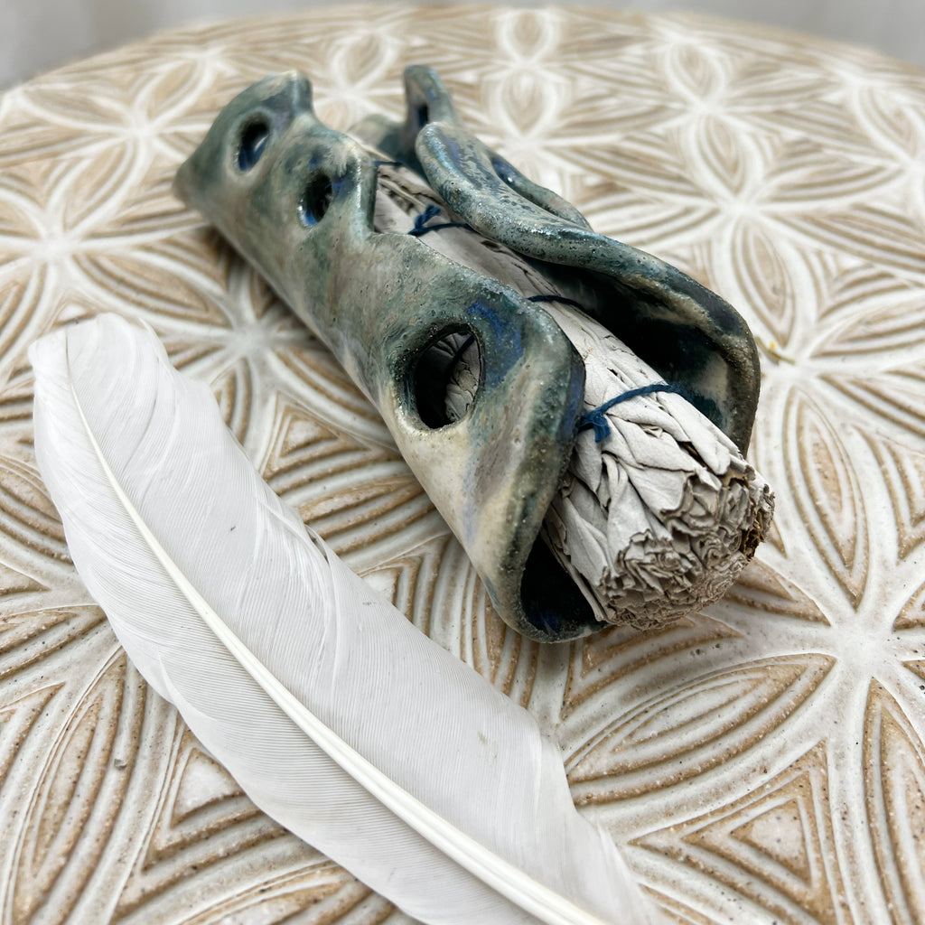 Hand made Sage burning ceramics for cleansing space 