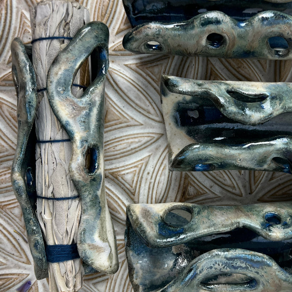 Hand made Sage burning ceramics for cleansing space 