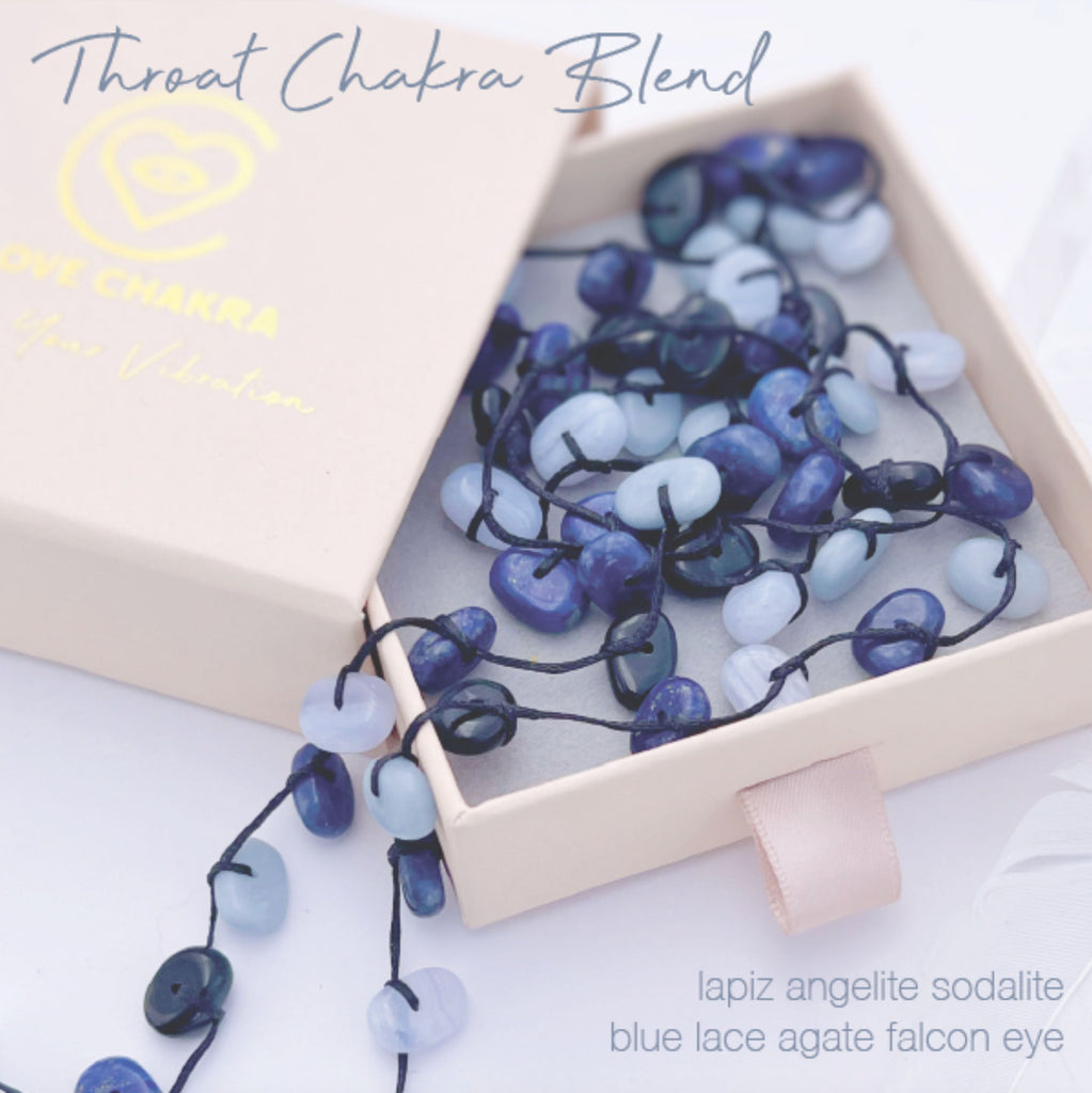 54 x Throat Chakra Stones Crystal Ritual Necklace -  Deep Blue