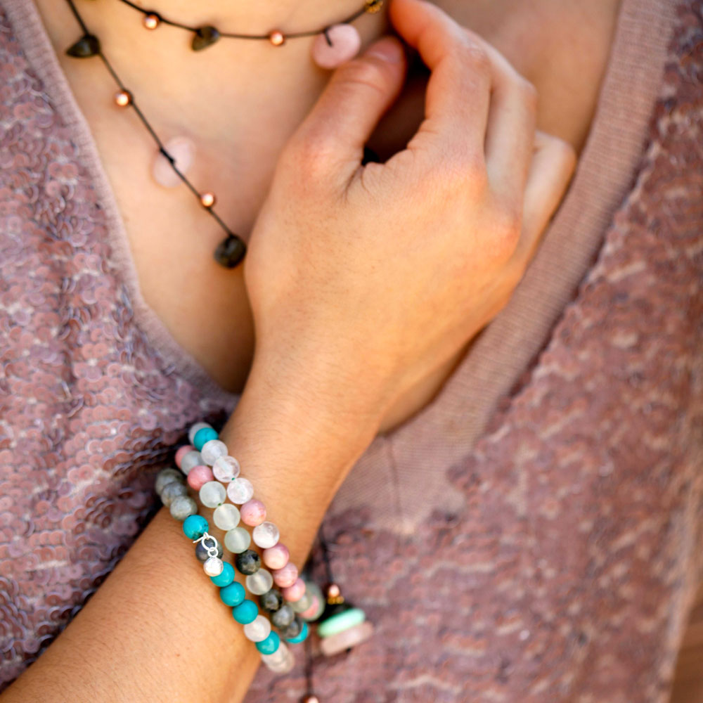 Heart Chakra Bracelet Stack - Love & Compassion with FREE CHAKRA DECK
