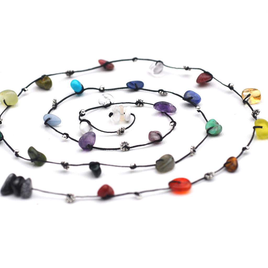crystal anklet with alternate metal beads - i Love Chakra 