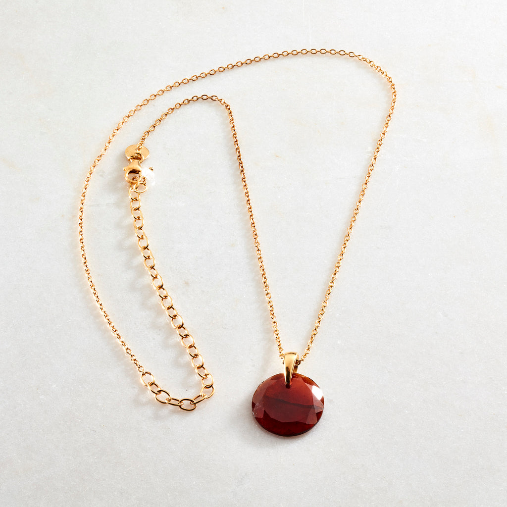 Crystal Coin Necklaces - Rust Garnet - i Love Chakra 