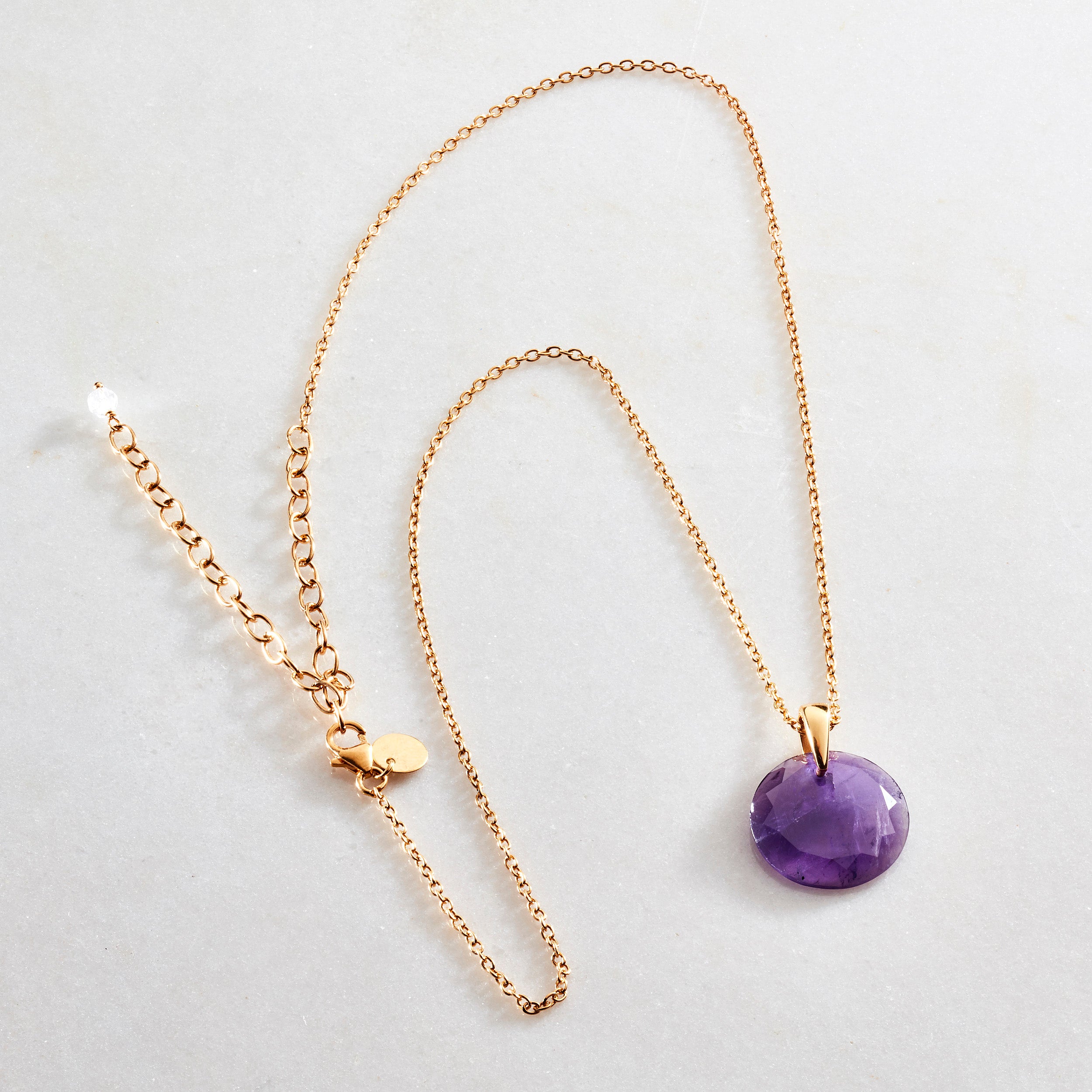 Crystal Coin Necklace Amethyst I Love Chakra International