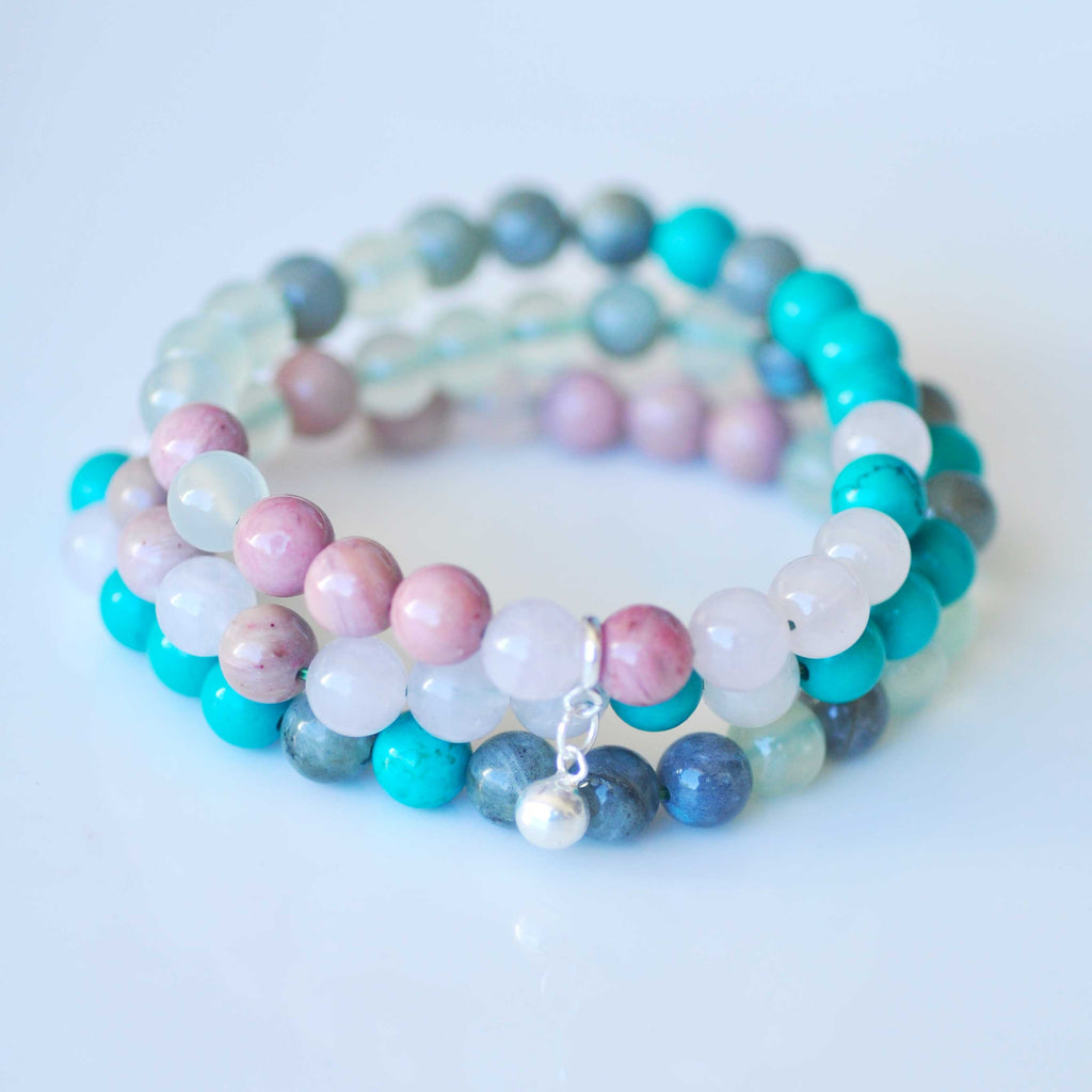 Heart Chakra Bracelet Stack - Love & Compassion with FREE CHAKRA DECK