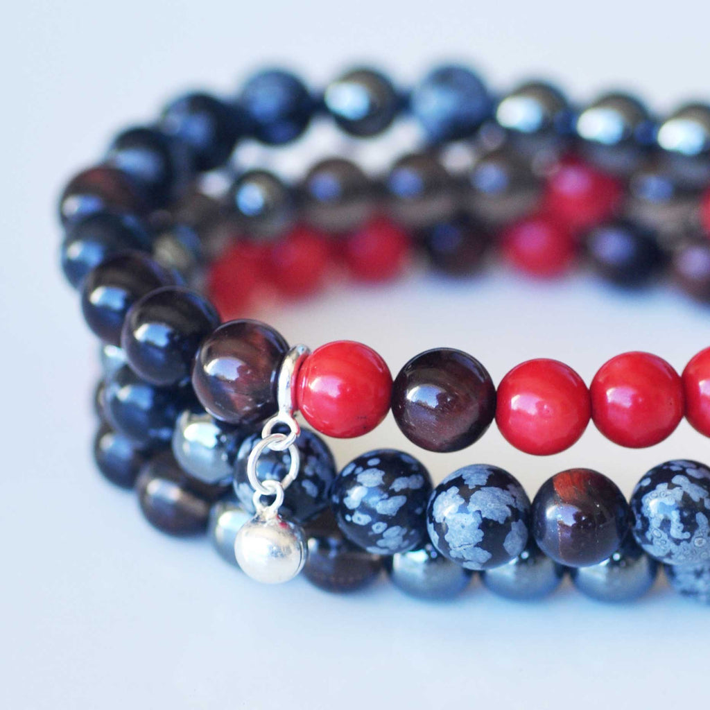 Root Chakra Bracelet Stack - Grounding & Strength with FREE CHAKRA DECK