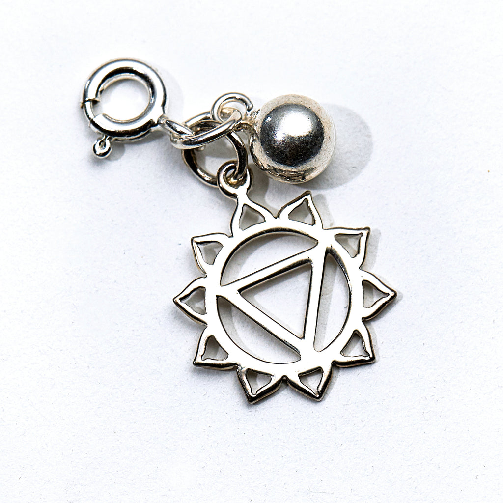 Silver Lotus Flower & Bell Charm - Solar Plexus Chakra - i Love Chakra 