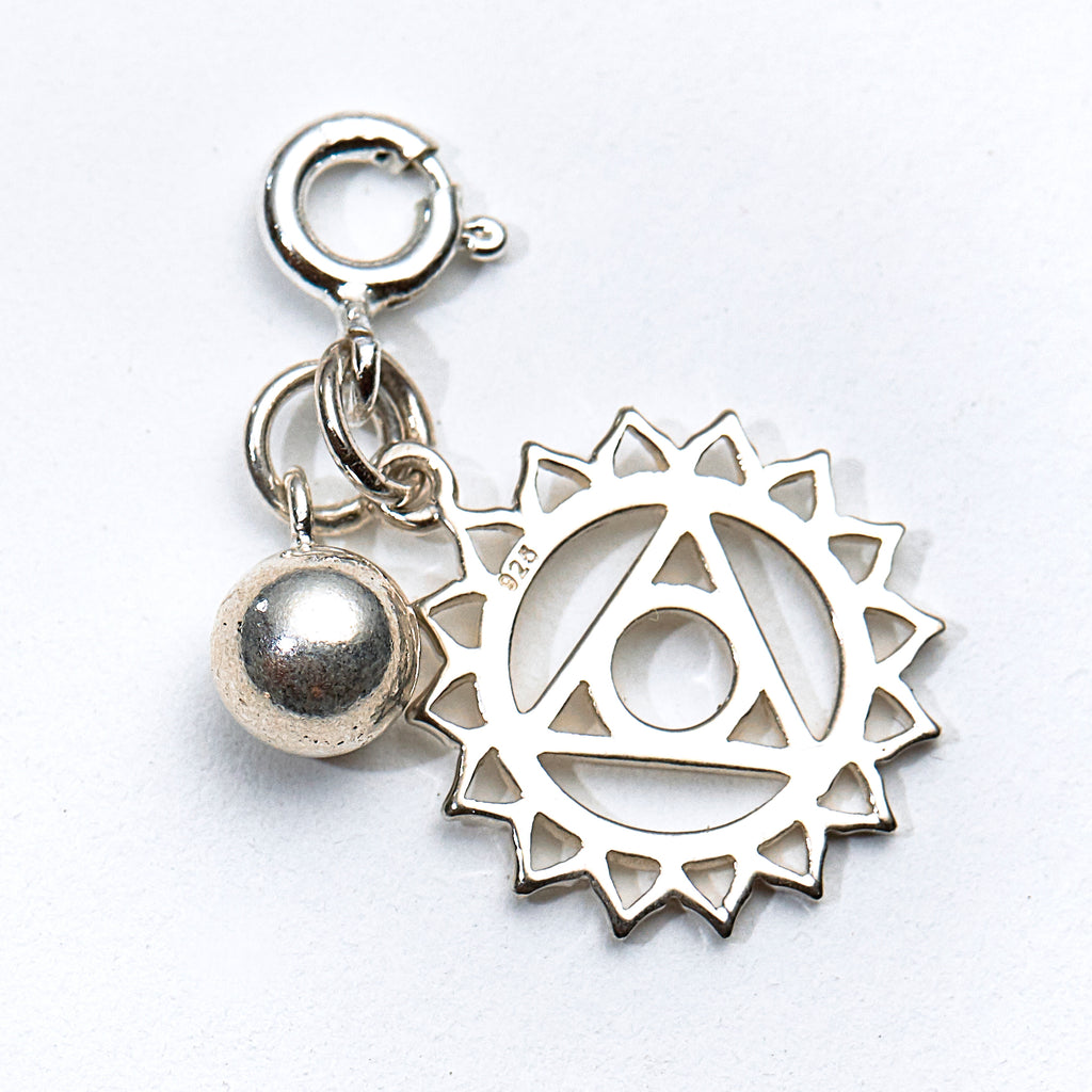 Silver Lotus Flower & Bell Charm - Throat Chakra - i Love Chakra 