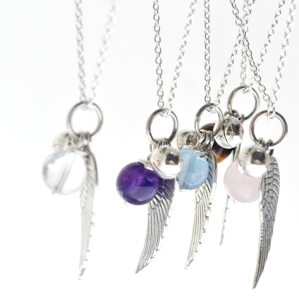 Angel Wings & Birth Stone Necklace - i Love Chakra 