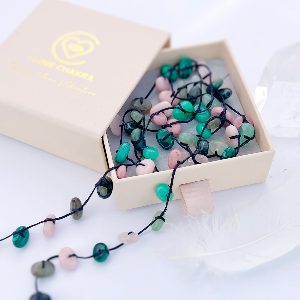 Heart Chakra Stones Crystal Wrap Necklace - Love