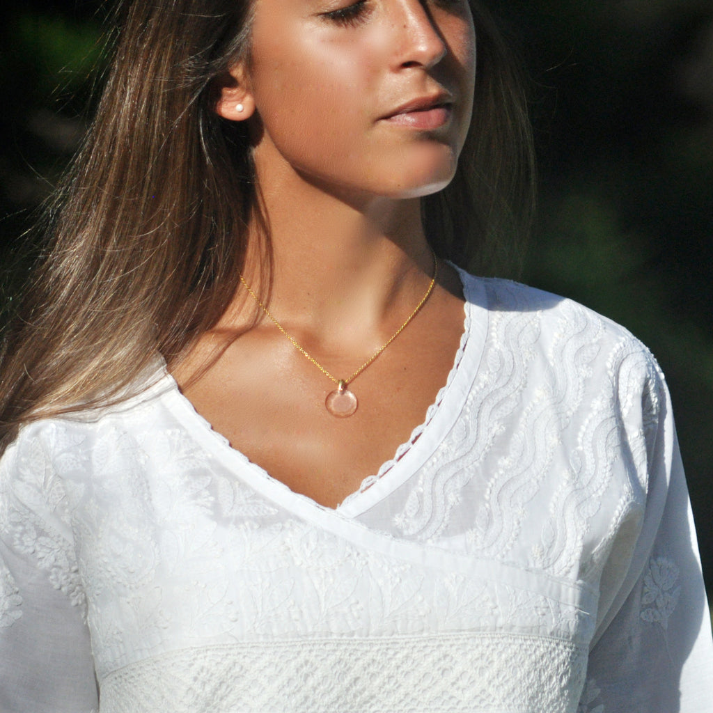 Crystal Coin Necklace - Lemon Quartz - i Love Chakra 