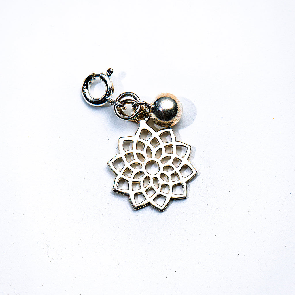 Silver Lotus Flower & Bell Charm - Crown Chakra - i Love Chakra 